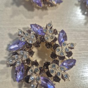 Gold and Purple Diamante Brooches - 50 pcs