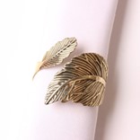 Antique Gold Napkin Ring - Leaf Design 6pcs